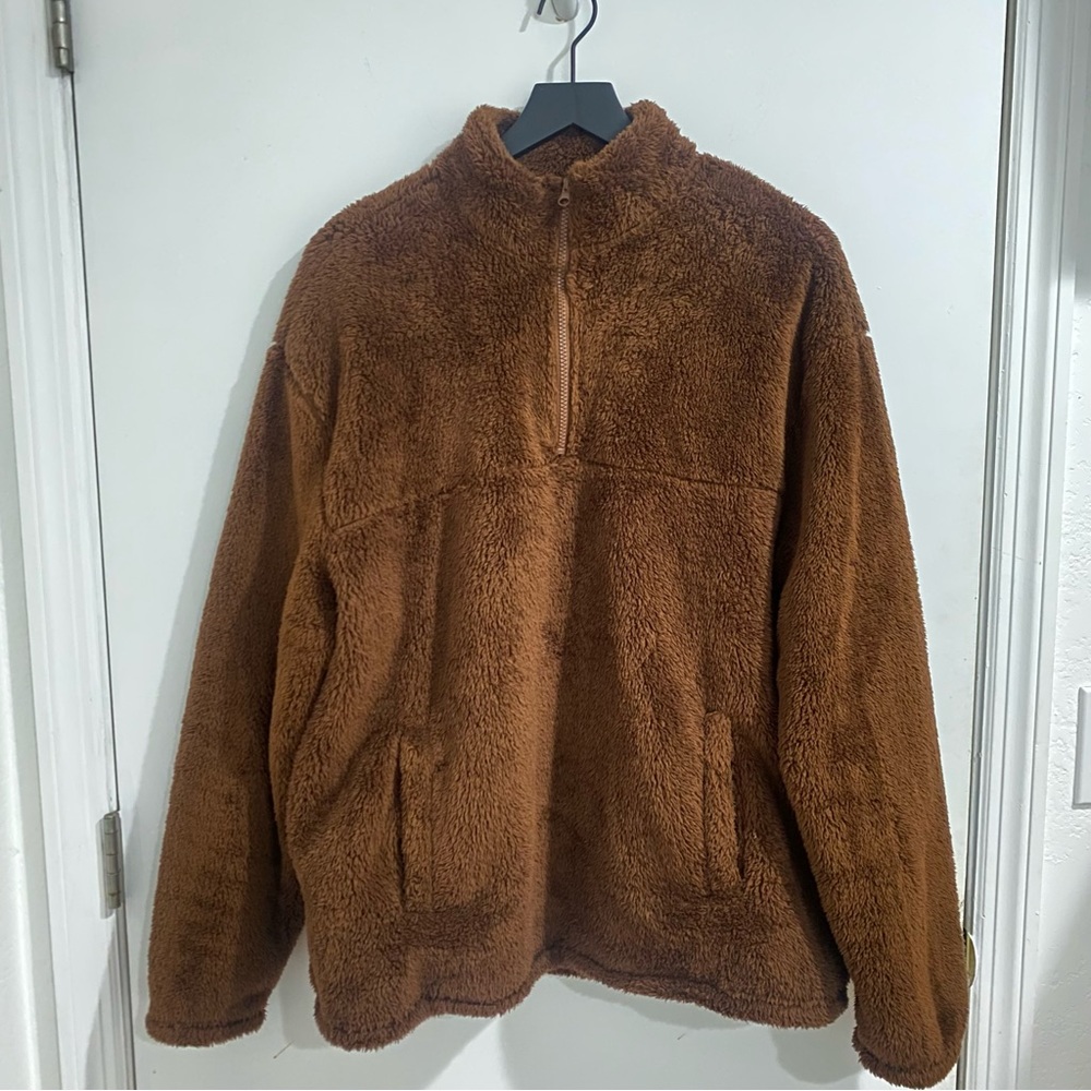 Forever 21 Brown Faux Bomber Fuzzy Jacket